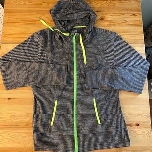Lukka Black and Gray Striped Hoodie with Neon Highlights